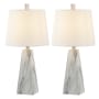 JONATHAN Y Lighting Pack of (2) Owen 21" Tall LED Accent Table Lamp White Marble
