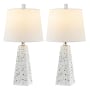 JONATHAN Y Lighting Pack of (2) Owen 21" Tall LED Accent Table Lamp White Terrazzo