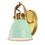 JONATHAN Y Lighting Phineas 11" Tall LED Bathroom Sconce Mint Green / Brass Gold