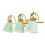 JONATHAN Y Lighting Phineas 3 Light 26" Wide LED Vanity Light Mint Green / Brass Gold