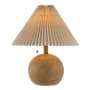 JONATHAN Y Lighting Aksel 17" Tall LED Vase Table Lamp with Pleated Linen Shade Brown Wood
