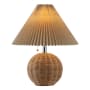 JONATHAN Y Lighting Aksel 17" Tall LED Vase Table Lamp with Pleated Linen Shade Natural