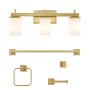 JONATHAN Y Lighting Caia 3 Light 22" Wide LED Vanity Light Set with Towel Bar, Towel Ring, Robe Hook, and Toilet Paper Holder Gold Painting