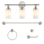 JONATHAN Y Lighting Egan 3 Light 23" Wide LED Vanity Light Set with Towel Bar, Towel Ring, Robe Hook, and Toilet Paper Holder Brushed Nickel