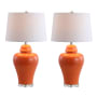 JONATHAN Y Lighting Farmhouse Style Winnie LED Vase Table Lamp - Set of 2 Orange