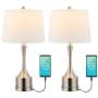 JONATHAN Y Lighting Pack of (2) - Cooper 26" Tall LED Vase Table Lamp With USB Charging Port Nickel
