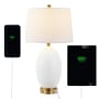 JONATHAN Y Lighting Reese 27" Tall LED Accent Table Lamp With USB Charging Port White / Brass Gold