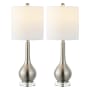 JONATHAN Y Lighting Dylan 25" Tall LED Accent Table Lamp Set of 2 Nickel