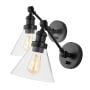 JONATHAN Y Lighting Pack of (2) Cowie 11" Tall LED Plug-In Wall Sconce with Clear Glass Shade Oil Rubbed Bronze