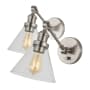 JONATHAN Y Lighting Pack of (2) Cowie 11" Tall LED Plug-In Wall Sconce with Clear Glass Shade Nickel