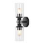 JONATHAN Y Lighting Jules Edison 2 Light 17" Tall LED Bathroom Sconce with Seedy Glass Shades Black