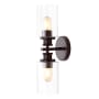 JONATHAN Y Lighting Jules Edison 2 Light 17" Tall LED Bathroom Sconce with Seedy Glass Shades Oil Rubbed Bronze