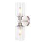 JONATHAN Y Lighting Jules Edison 2 Light 17" Tall LED Bathroom Sconce with Seedy Glass Shades Nickel