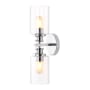 JONATHAN Y Lighting Jules Edison 2 Light 17" Tall LED Bathroom Sconce with Seedy Glass Shades Chrome