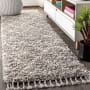 JONATHAN Y Lighting Mercer Shag 2-1/4' x 8' Shag Polypropylene Vintage Geometric Moroccan / Tribal Runner Gray / Cream