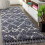 JONATHAN Y Lighting Mercer Shag 2-1/4' x 8' Shag Polypropylene Vintage Geometric Moroccan / Tribal Runner Denim Blue / Cream