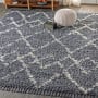 JONATHAN Y Lighting Mercer Shag 5-1/4' x 7-1/2' Shag Polypropylene Vintage Geometric Moroccan / Tribal Rectangle Area Rug Denim Blue / Cream