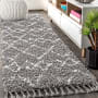 JONATHAN Y Lighting Mercer Shag 2-1/4' x 8' Shag Polypropylene Vintage Geometric Moroccan / Tribal Runner Gray / Cream