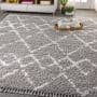 JONATHAN Y Lighting Mercer Shag 5-1/4' x 7-1/2' Shag Polypropylene Vintage Geometric Moroccan / Tribal Rectangle Area Rug Gray / Cream