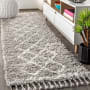 JONATHAN Y Lighting Mercer Shag 2-1/4' x 8' Shag Polypropylene Vintage Geometric Moroccan / Tribal Runner Gray / Cream
