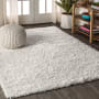 JONATHAN Y Lighting Mercer Shag 3' x 5' Shag Polypropylene Solid Indoor Area Rug White