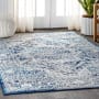 JONATHAN Y Lighting Modern Persian 7-3/4' x 10' Polypropylene Vintage Traditional Rectangle Area Rug Navy / Light Gray