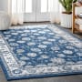 JONATHAN Y Lighting Modern Persian 4' x 6' Polypropylene Botanical, Moroccan & Tribal, Traditional, and Vintage Indoor Area Rug Navy / Light Gray