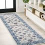 JONATHAN Y Lighting Modern Persian 2-1/4' x 10' Polypropylene Botanical, Moroccan & Tribal, Traditional, and Vintage Indoor Runner Cream / Navy