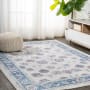 JONATHAN Y Lighting Modern Persian 4' x 6' Polypropylene Botanical, Moroccan & Tribal, Traditional, and Vintage Indoor Area Rug Blue / Ivory / Red