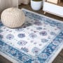 JONATHAN Y Lighting Modern Persian 6-1/2' x 6-1/2' Polypropylene Botanical, Moroccan & Tribal, Traditional, and Vintage Indoor Area Rug Blue / Ivory / Red