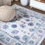 JONATHAN Y Lighting Modern Persian 6-1/2' x 6-1/2' Polypropylene Botanical, Moroccan & Tribal, Traditional, and Vintage Indoor Area Rug Ivory / Blue / Red