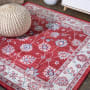 JONATHAN Y Lighting Modern Persian 6-1/2' x 6-1/2' Polypropylene Botanical, Moroccan & Tribal, Traditional, and Vintage Indoor Area Rug Red / Ivory