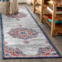 JONATHAN Y Lighting Modern Persian 2-1/4' x 8' Polypropylene Botanical, Moroccan & Tribal, Traditional, and Vintage Indoor Runner Navy / Red