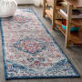 JONATHAN Y Lighting Modern Persian 2-1/4' x 8' Polypropylene Botanical, Traditional, and Vintage Indoor Runner Red / Navy