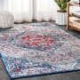 JONATHAN Y Lighting Modern Persian 3' x 5' Polypropylene Botanical, Traditional, and Vintage Indoor Area Rug Red / Navy