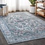 JONATHAN Y Lighting Modern Persian 5-1/4' x 7-1/2' Polypropylene Botanical, Traditional, and Vintage Indoor Area Rug Light Gray / Blue