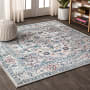 JONATHAN Y Lighting Modern Persian 5' x 5' Polypropylene Botanical, Traditional, and Vintage Indoor Area Rug Gray / Blue