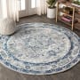 JONATHAN Y Lighting Modern Persian 5' x 5' Polypropylene Botanical, Traditional, and Vintage Indoor Area Rug Gray / Blue