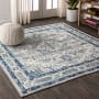 JONATHAN Y Lighting Modern Persian 6-1/2' x 6-1/2' Polypropylene Botanical, Traditional, and Vintage Indoor Area Rug Gray / Blue