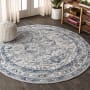 JONATHAN Y Lighting Modern Persian 5' x 5' Polypropylene Botanical, Traditional, and Vintage Indoor Area Rug Gray / Navy