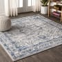JONATHAN Y Lighting Modern Persian 6-1/2' x 6-1/2' Polypropylene Botanical, Traditional, and Vintage Indoor Area Rug Gray / Navy