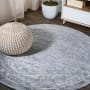 JONATHAN Y Lighting Modern Persian 5' x 5' Polypropylene Botanical, Traditional, and Vintage Indoor Area Rug Light Gray / Ivory