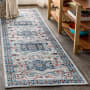 JONATHAN Y Lighting Modern Persian 2-1/4' x 8' Polypropylene Botanical, Traditional, and Vintage Indoor Runner Light Gray / Blue