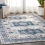 JONATHAN Y Lighting Modern Persian 3' x 5' Polypropylene Botanical, Traditional, and Vintage Indoor Area Rug Light Gray / Blue
