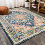 JONATHAN Y Lighting Modern Persian 3' x 5' Polypropylene Vintage Indoor Area Rug Blue / Beige