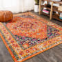 JONATHAN Y Lighting Modern Persian 3' x 5' Polypropylene Vintage Indoor Area Rug Orange / Blue