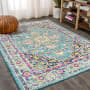 JONATHAN Y Lighting Modern Persian 3' x 5' Polypropylene Vintage Indoor Area Rug Blue / Multi