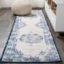 JONATHAN Y Lighting Modern Persian 2-1/4' x 10' Polypropylene Traditional and Vintage Indoor Runner Dark Blue / Ivory