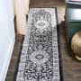 JONATHAN Y Lighting Modern Persian 2' x 8' Polypropylene Border, Botanical, and Geometric Indoor Runner Cream / Gray / Black