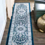 JONATHAN Y Lighting Modern Persian 2' x 8' Polypropylene Border, Botanical, and Geometric Indoor Runner Blue / Navy